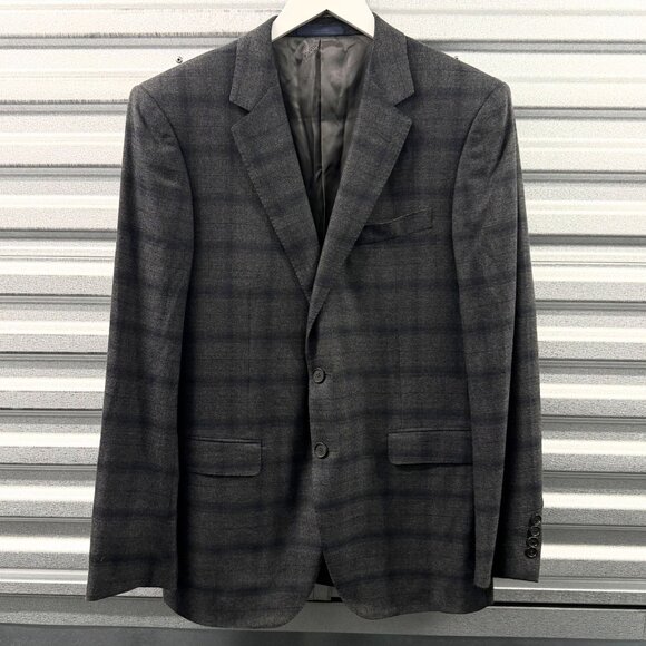 Lanvin Grey Wool Windowpane Blazer Sz IT 52R Men's Sport Coat Jacket